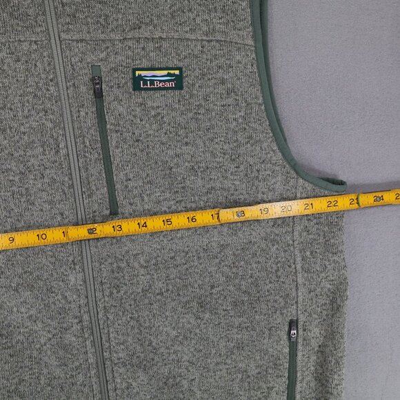 LL Bean Men’s Sweater Fleece Vest Full Zip Slightly Fitted Large Green Logo Knit - Picture 5 of 6